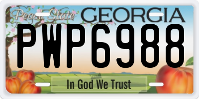 GA license plate PWP6988