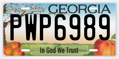 GA license plate PWP6989