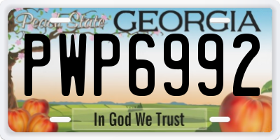 GA license plate PWP6992