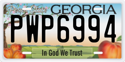 GA license plate PWP6994