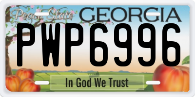 GA license plate PWP6996