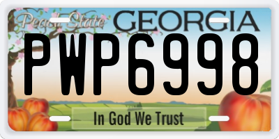 GA license plate PWP6998