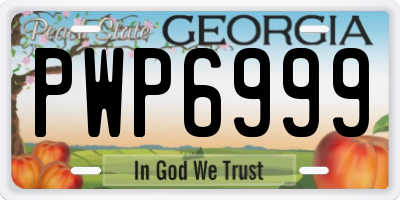 GA license plate PWP6999