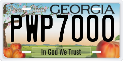 GA license plate PWP7000