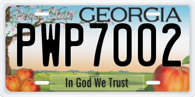 GA license plate PWP7002