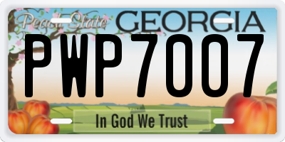 GA license plate PWP7007