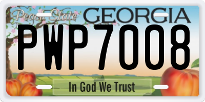 GA license plate PWP7008