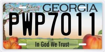 GA license plate PWP7011