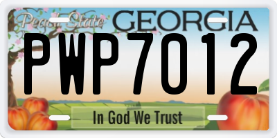 GA license plate PWP7012