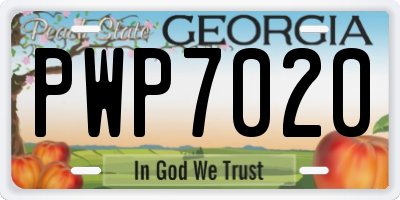 GA license plate PWP7020