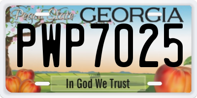 GA license plate PWP7025