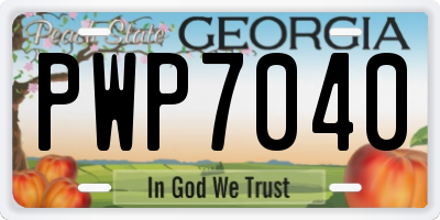 GA license plate PWP7040