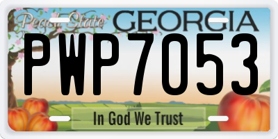 GA license plate PWP7053