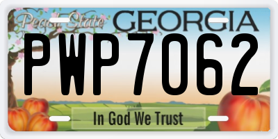 GA license plate PWP7062