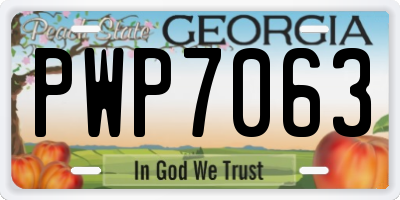 GA license plate PWP7063