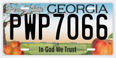 GA license plate PWP7066