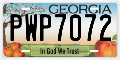 GA license plate PWP7072
