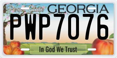 GA license plate PWP7076