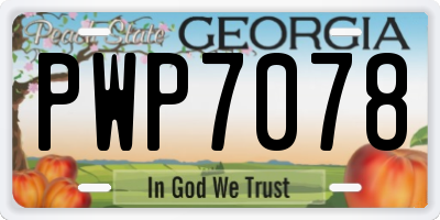 GA license plate PWP7078