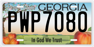 GA license plate PWP7080