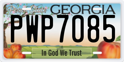 GA license plate PWP7085