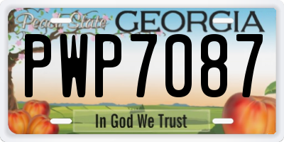 GA license plate PWP7087