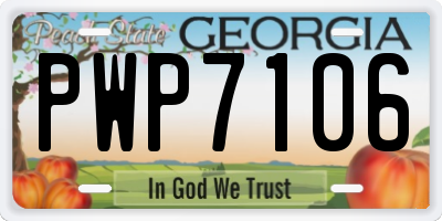 GA license plate PWP7106