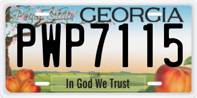 GA license plate PWP7115