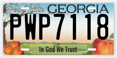 GA license plate PWP7118