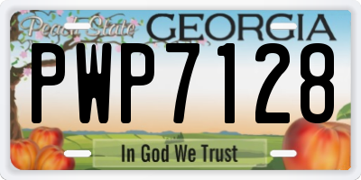 GA license plate PWP7128