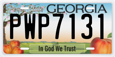 GA license plate PWP7131