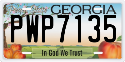 GA license plate PWP7135