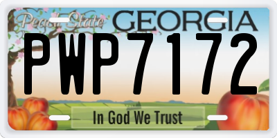 GA license plate PWP7172