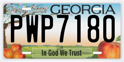 GA license plate PWP7180