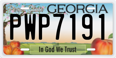 GA license plate PWP7191