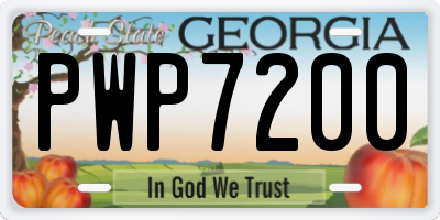 GA license plate PWP7200