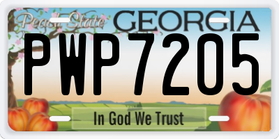 GA license plate PWP7205