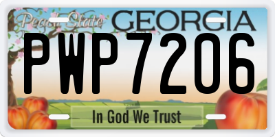 GA license plate PWP7206