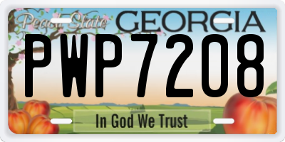 GA license plate PWP7208