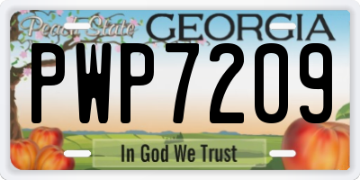 GA license plate PWP7209