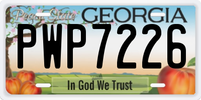 GA license plate PWP7226