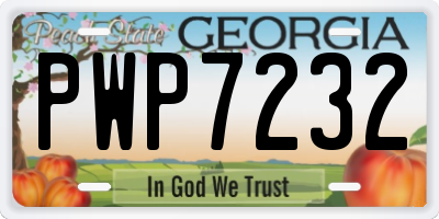 GA license plate PWP7232