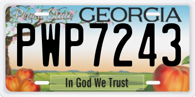GA license plate PWP7243