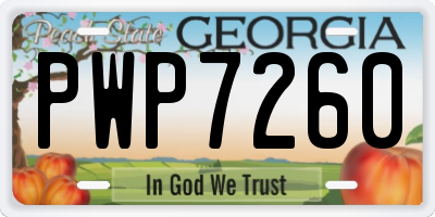 GA license plate PWP7260