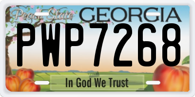 GA license plate PWP7268