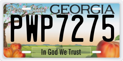 GA license plate PWP7275