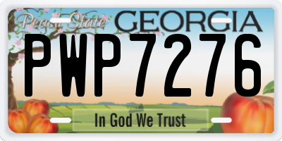 GA license plate PWP7276
