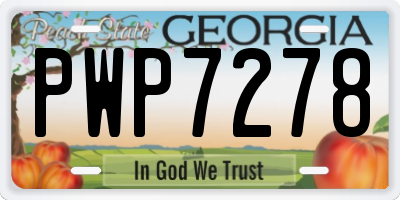 GA license plate PWP7278