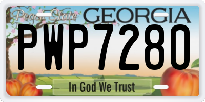 GA license plate PWP7280