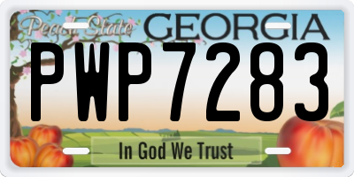 GA license plate PWP7283